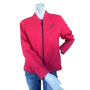 Y2K Harley Davidson Red & Black Logo Biker Zip Up Sweatshirt Jacket Size Medium